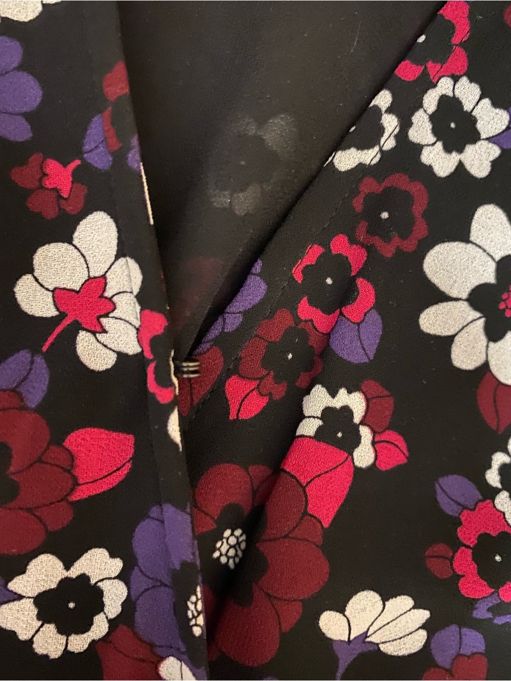 MICHAEL Michael Kors Floral Wrap Long-Sleeve Dress in Black, Magenta, Purple - Picture 7 of 12